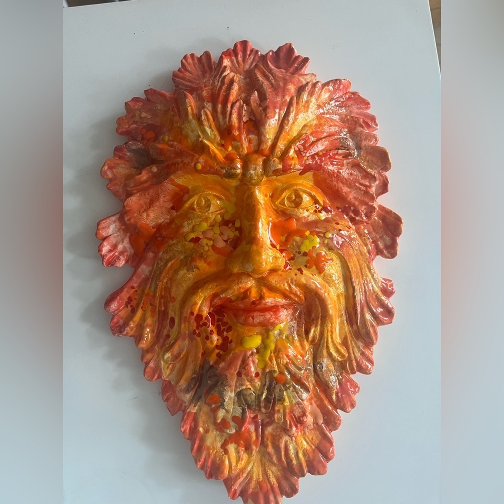 Classic green man ceramic face